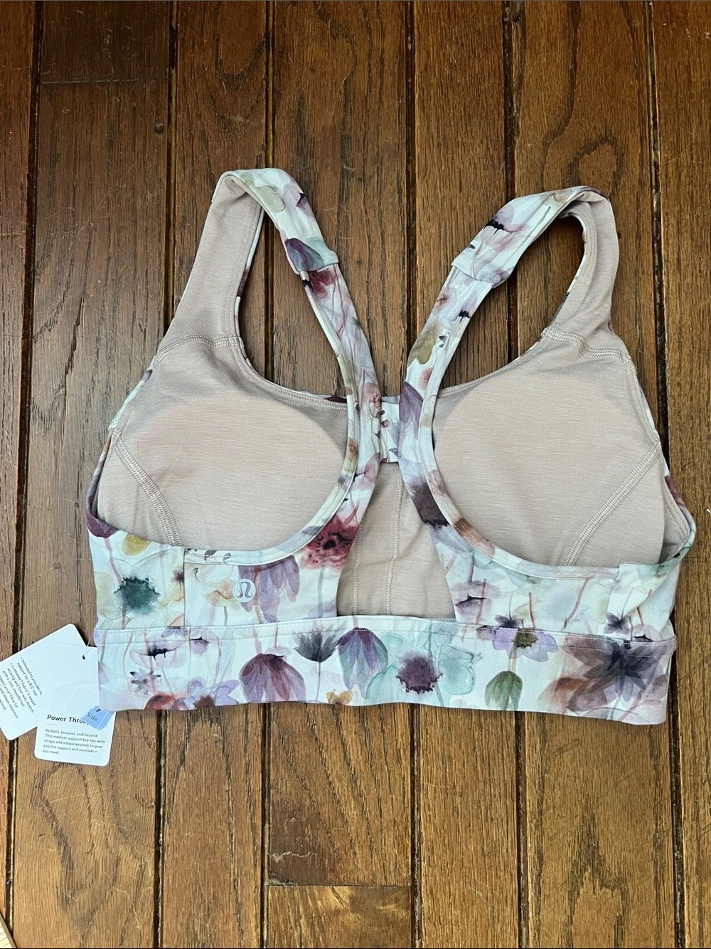 Lululemon Watercolor Floral Power Through Sports Bra Size 6 NWT